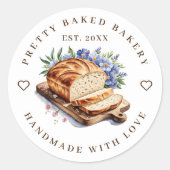Bakkerij Modern Waterverf Brood Ronde Sticker (Voorkant)