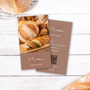 Bakkerij Monogram Logo Foto QR Bruin Visitekaartje