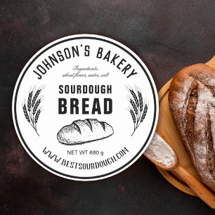 Bakkerij Naam Sourdough Brood Laib Antieke Bakkeri Ronde Sticker