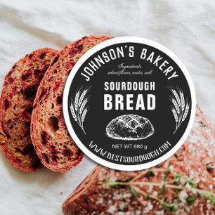 Bakkerij Naam Zuurdeeg Brood Loaf  Bakkerij Ronde Sticker