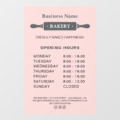 Bakkerij Openingstijden Rolling Pin Pink Raamsticker (Vel)