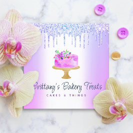 Bakkerij Paars glitter druppelt gebak dessert Vierkante Visitekaartje