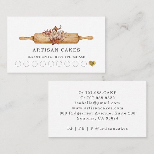 Bakkerij Pastry Chef Bakers Tools Loyalty Punch Ca (Voorkant / Achterkant)