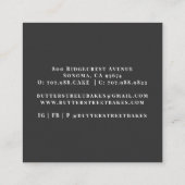 Bakkerij Pastry Chef Black Square Visitekaartje (Achterkant)