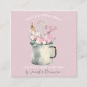 Bakkerij Pastry Chef Boho roze floraal Vierkante Visitekaartje (Voorkant)