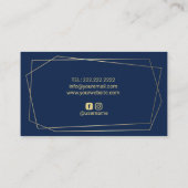 Bakkerij Pastry Chef Geometric Lijst Navy Blue Visitekaartje (Achterkant)