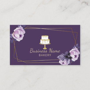 Bakkerij Pastry Chef Gold Sweet Cake Paars Floral Visitekaartje