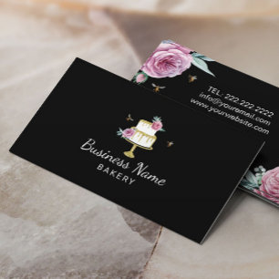 Bakkerij Pastry Chef Modern Flower and Bees Cake Visitekaartje