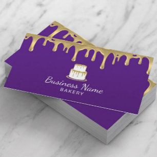 Bakkerij Pastry Chef Modern Paars & Gold Cake Logo Visitekaartje