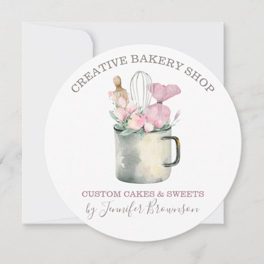 Bakkerij Pastry Chef mok Boho chic flower patisser Kaart (Voorkant)