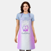 Bakkerij Pastry Chef Paars Glitter Drift Script Schort (Gedragen)