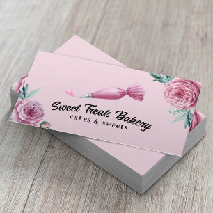 Bakkerij Pastry Chef Piping Bag & Heart Pink Flora Visitekaartje