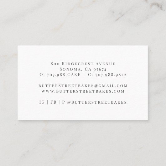 Bakkerij Pastry Chef Waterverf Chef Pet Glitter Visitekaartje (Achterkant)