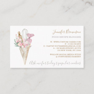 Bakkerij Pastry Pink Flowers Boho Creative chef Visitekaartje