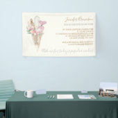 Bakkerij Pastry Roze Bloemen Boho Creatief Spandoek (Beurs)