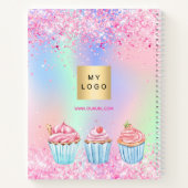 Bakkerij pastry winkel glitters cupcakes naam notitieboek (Achterkant)