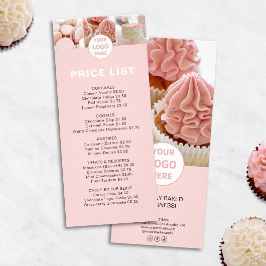 Bakkerij Prijs Lijst Menu Custom Logo Pink
