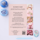 Bakkerij prijslijst Aangepaste foto QR-code Flyer (Enkel)