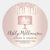 Bakkerij-Roos Glitter-schijven Ronde Sticker (Voorkant)