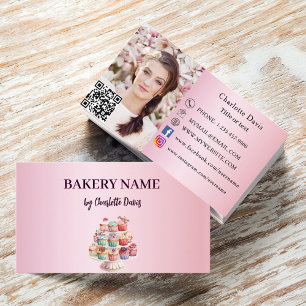 Bakkerij roze bakkerij gebak cupcakes QR code foto Visitekaartje
