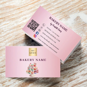 Bakkerij roze cupcakes gebak pastels QR code logo Visitekaartje