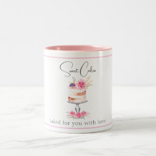 Bakkerij Roze Elegant Waterverf Tweekleurige Koffiemok