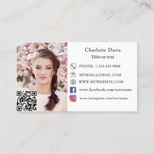 Bakkerij roze foto sociale media QR code Visitekaartje (Achterkant)