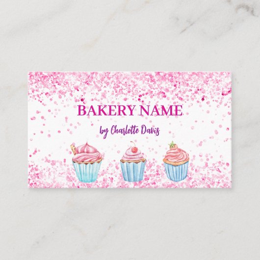 Bakkerij roze foto sociale media QR code Visitekaartje (Voorkant)