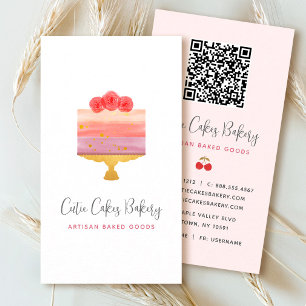 Bakkerij Roze Paarse Cake QR Code Gebak Chef Moder Visitekaartje