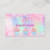 Bakkerij roze paarse cupcakes gebak QR code logo Visitekaartje (Voorkant)