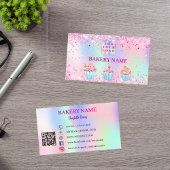 Bakkerij roze paarse cupcakes gebak QR code logo Visitekaartje