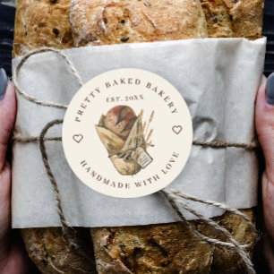 Bakkerij rustiek Waterverf Brood Ronde Sticker