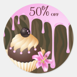 Bakkerij Sale Stickers Cupcake Chocolade Roze