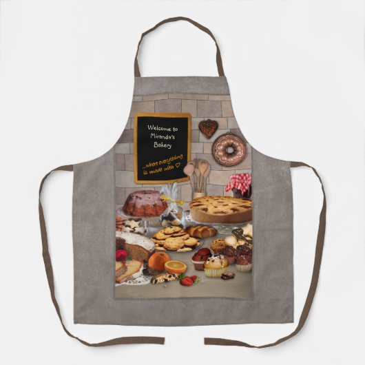 Bakkerij-Schort met jouw naam op het karton Schort (Voorkant)
