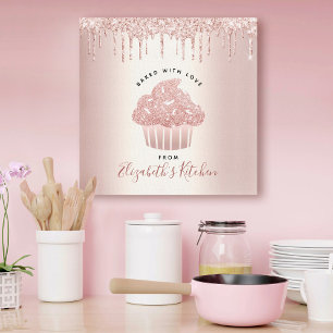 Bakkerij Schuddergebak Roos Gold Glitter Dries Canvas Afdruk