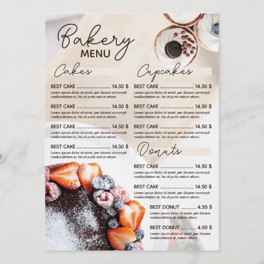 Bakkerij / Slijterij / Bakwinkel (Sjabloon) Menu (Achterkant)