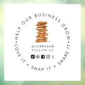 Bakkerij sociale media volg chocolade chip cookie raamsticker (Vel 3)