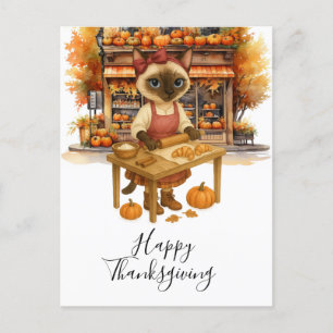 Bakkerij Thanksgiving Herfst thema voor Cat Lovers Feestdagenkaart