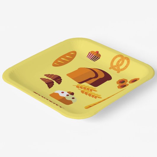 Bakkerij Thema Brood gebak en snoep Papieren Bordje (Gebogen)