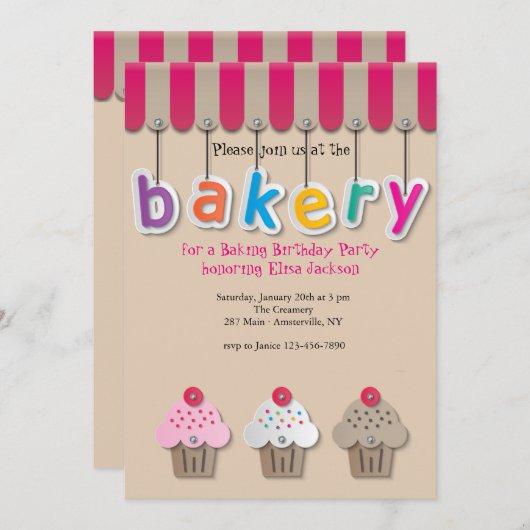 bakkerij-uitnodiging kaart (Voorkant / Achterkant)
