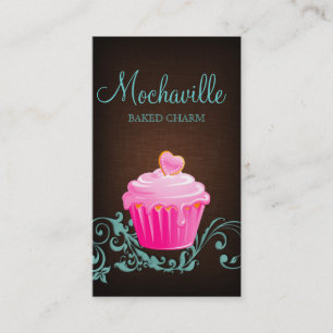 Bakkerij Visitekaartje Cupcake Linen Brown Blue 2