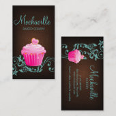 Bakkerij Visitekaartje Cupcake Linen Brown Blue 2 (Voorkant / Achterkant)