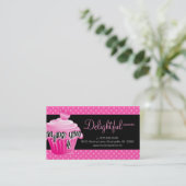 Bakkerij Visitekaartje Zebra Stippen Roze koekjes (Staand voorkant)