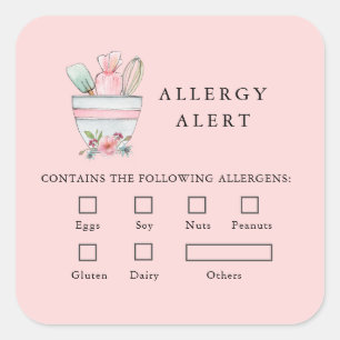Bakkerij Voedselveiligheid Allergie Alert Bakgerei Vierkante Sticker
