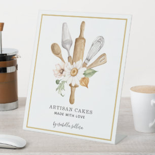 Bakkerij Waterverf banketbakken gereedschap Reclamebord Met Voetstuk