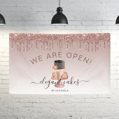 Bakkerij We zijn open glitter Roos Gold Cake Spandoek