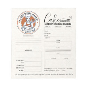 Bakkerij Winkel Banketbakker Cake Bakker Bestelfor Notitieblok