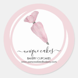 Bakkerij Winkel Roze Cirkel Gebak Ronde Sticker