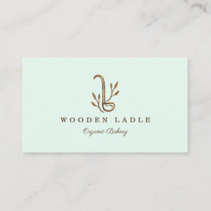 Bakkerij Zakelijk Houten Ladle & Floral Logo Busin Visitekaartje
