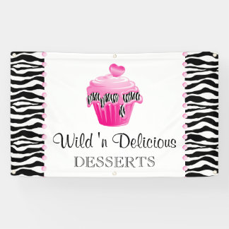 Bakkerij Zebra Roze Stippen Banner